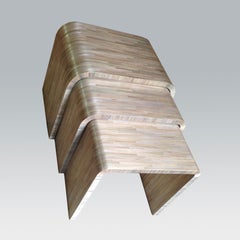 Three-Straw Marquetry Nesting Tables, Art Deco Style