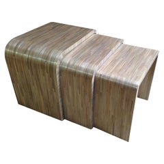 Three-Straw Marquetry Nesting Tables, Art Deco Style