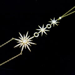 Three Suns Collection Diamonds Hand Chain Bracelet DJULA, 18k Yellow Gold France