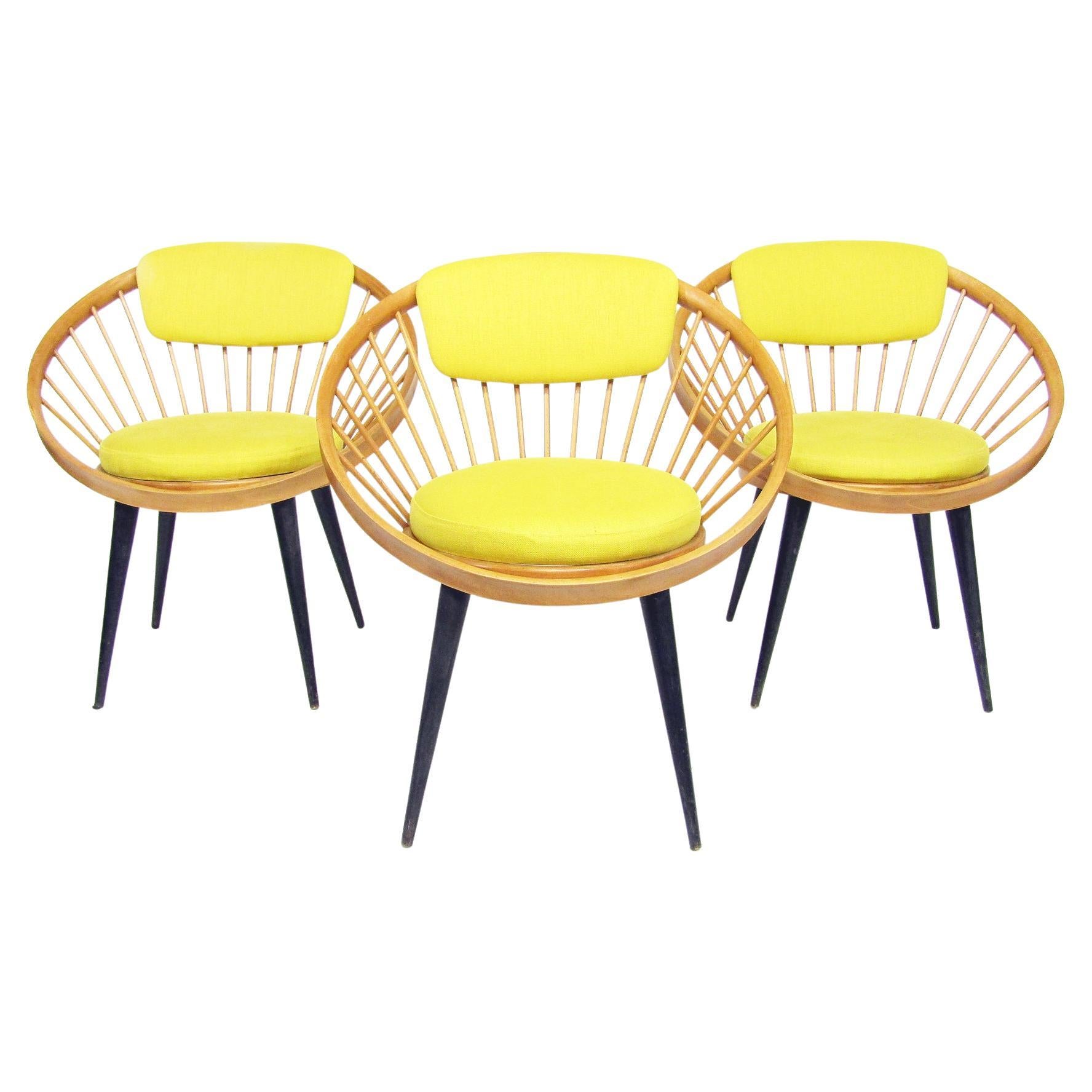 Trois chaises de cocktail suédoises des années 1950 « Circle » de Yngve Ekstrom pour Swedese