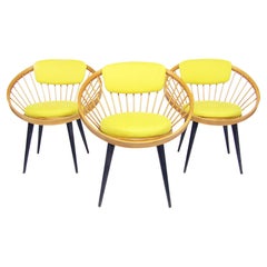 Vintage Three Swedish 1950s Cocktail "Circle" Chairs by Yngve Ekstrom for Swedese