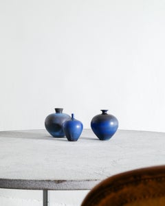Three Swedish Decorative Blue Brown Vases by Berndt Friberg & Gustavsberg 1970s