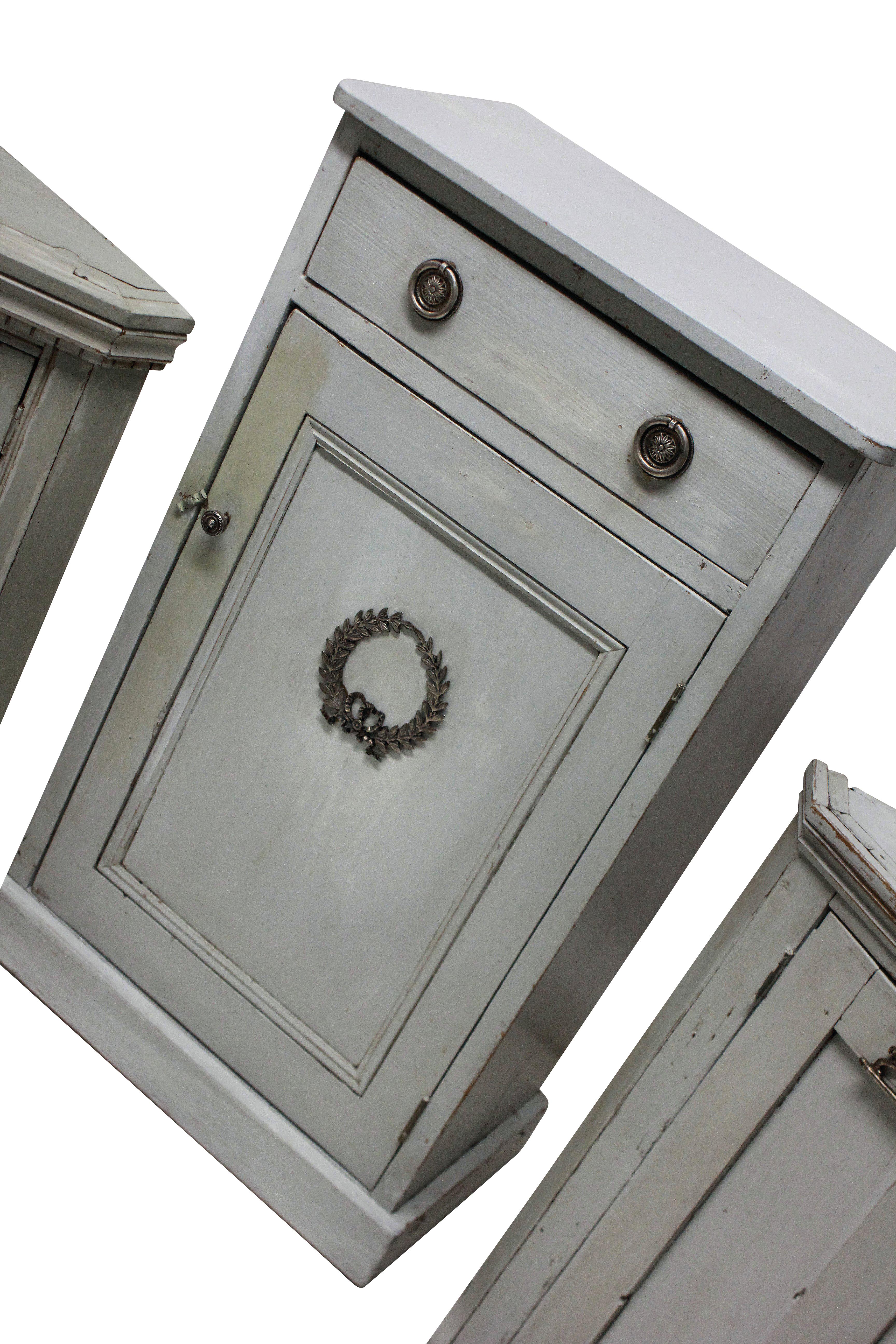 Three Swedish Painted Cupboards with Silver Mounts 1