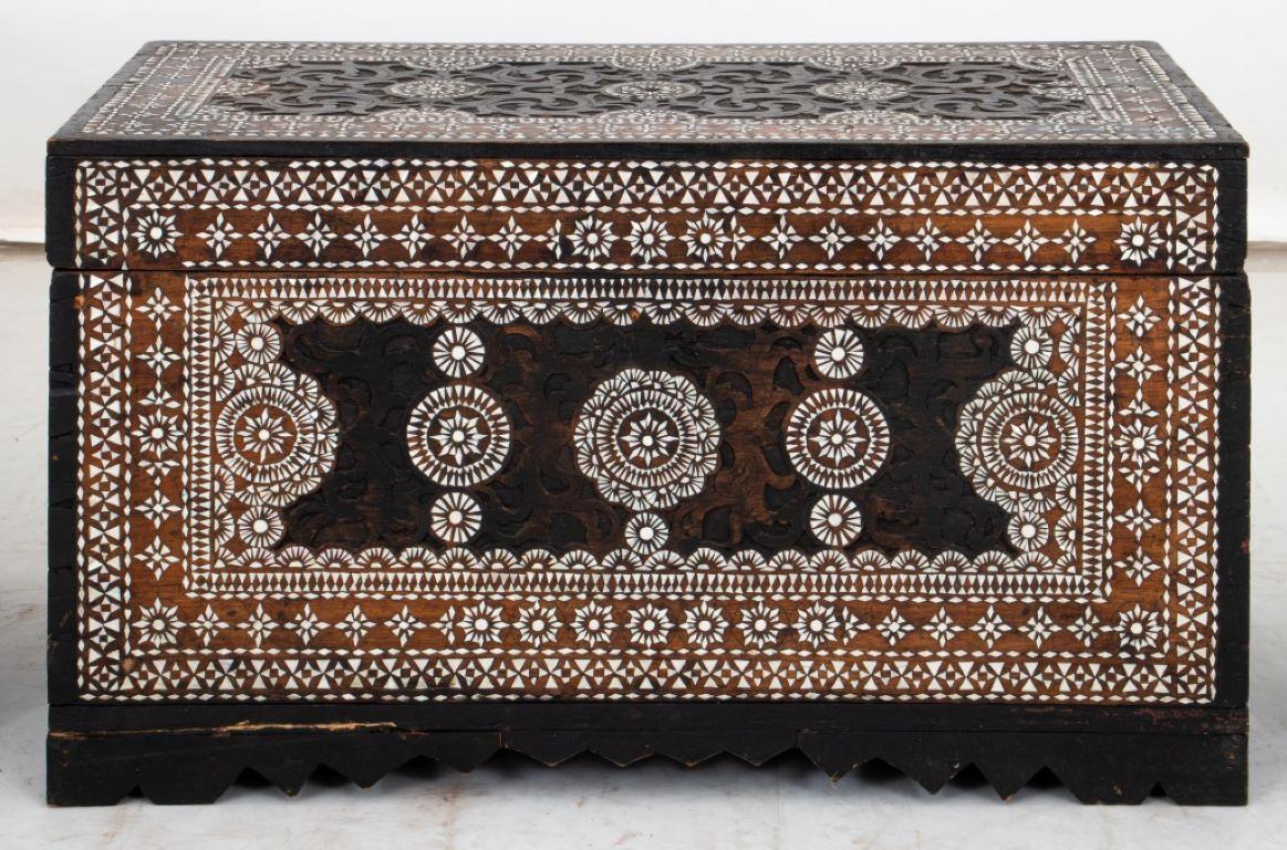 Three Syrian Walnut and Bone Inlaid Chests In Good Condition In New York, NY