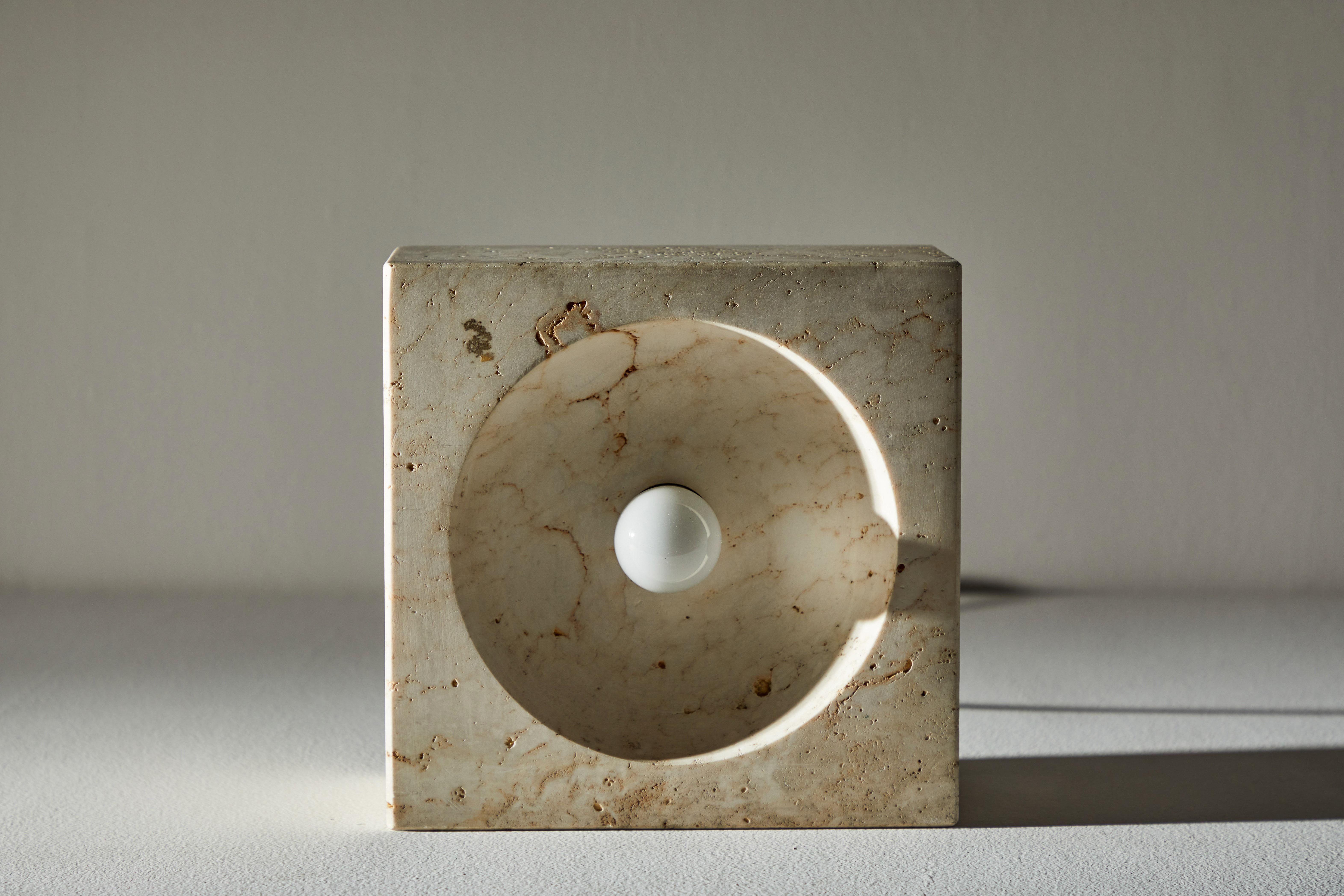 Travertine 'Zero' Table Lamp by Giuliano Cesari for Nucleo Sormani For Sale