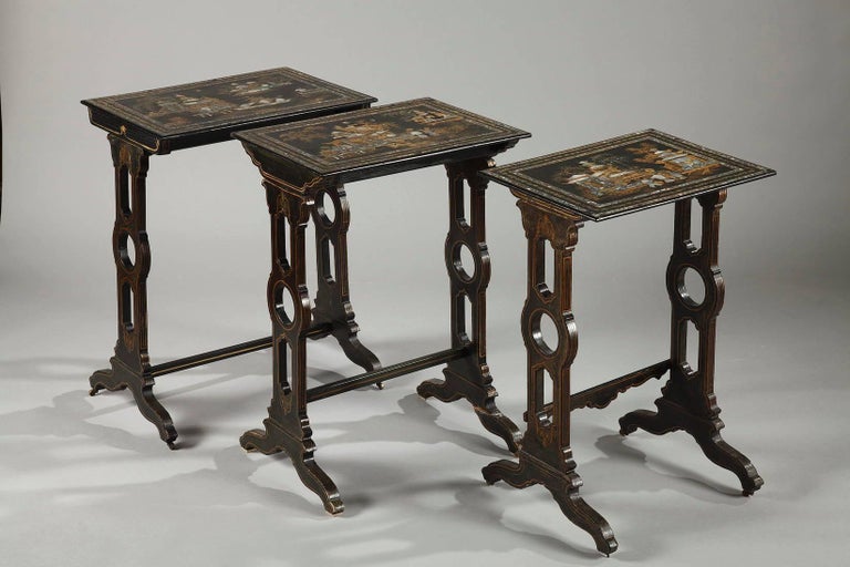 Three Tables with Lacquered Motifs of the Far East, 19th Century ...
