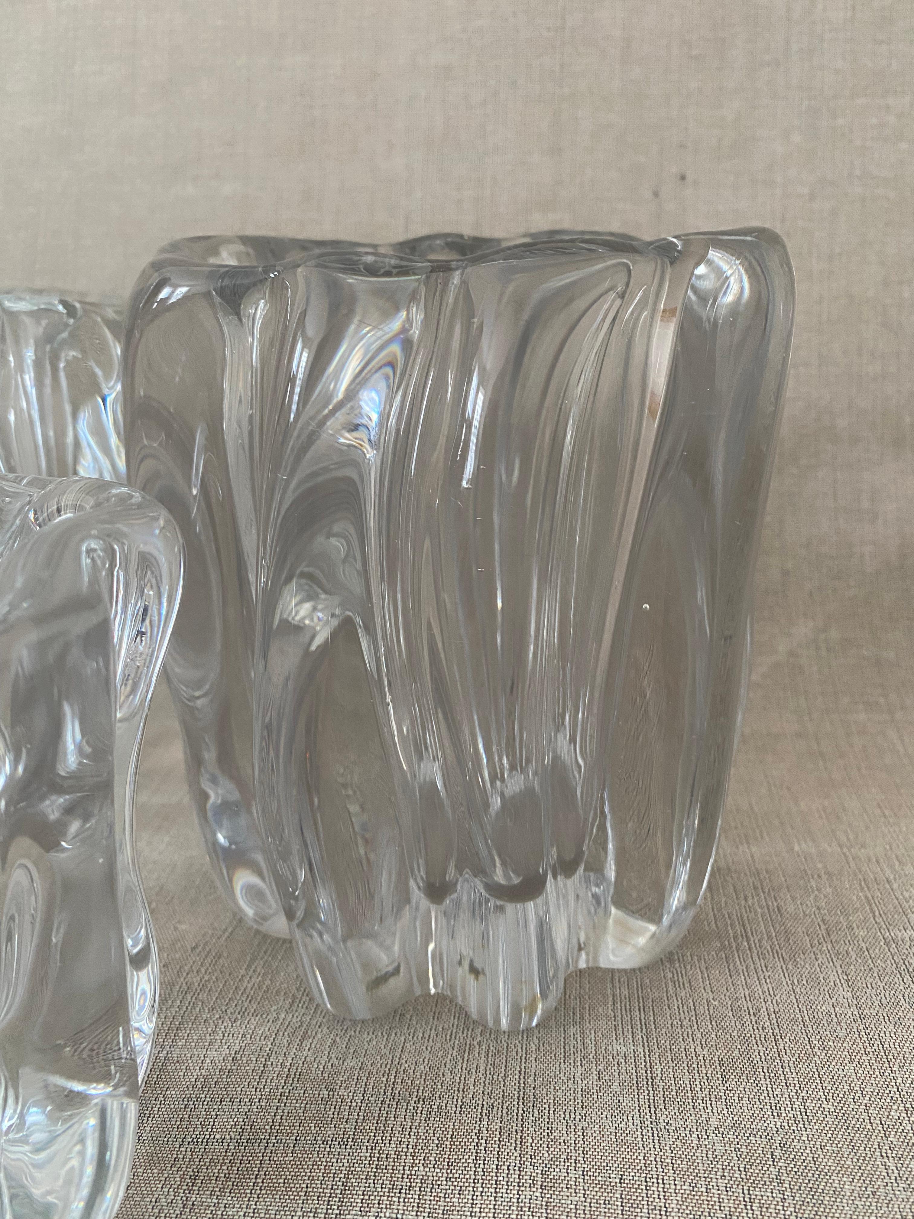 Moulé Trois vases en verre Tapio Wirkkala Kalvolan Kantos Iittala Finlande en vente