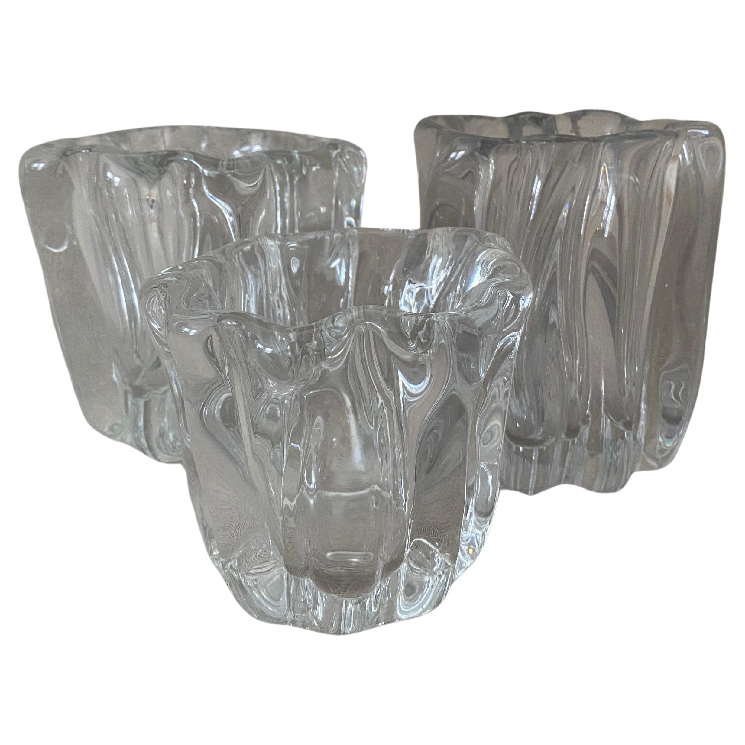 tre vasi in vetro Tapio Wirkkala Tree Stump Kalvolan Kantos Iittala Finlandia