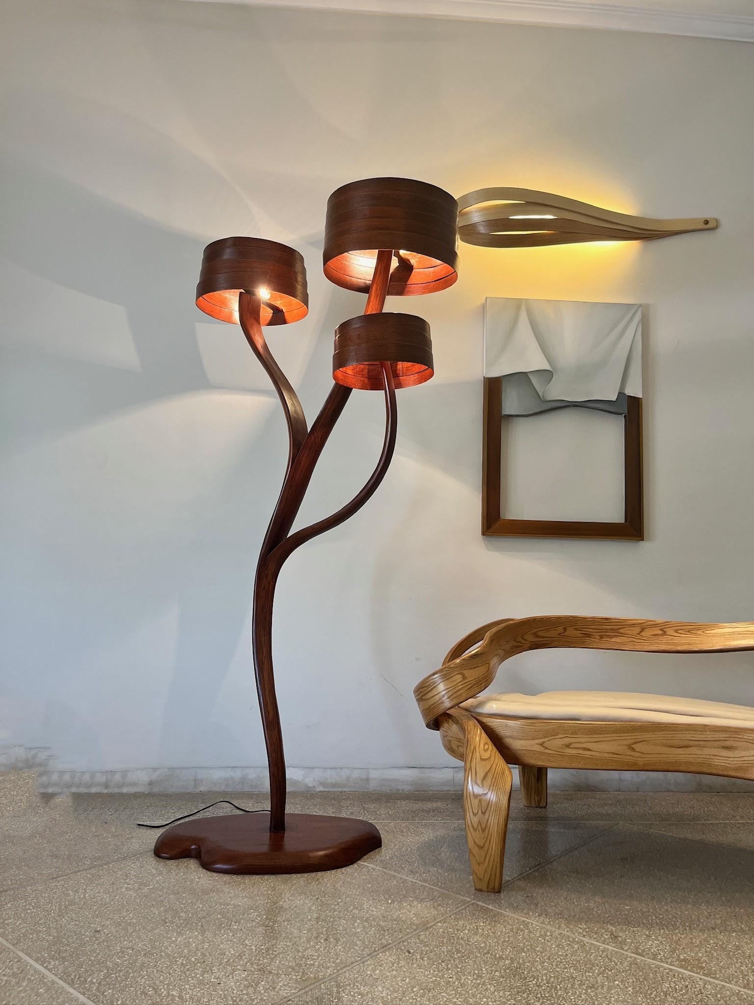 Three tear Floor Lamp No 3 - Bend wood Floor Lamp  In New Condition For Sale In Cape Girardeau, MO