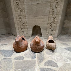 Three Terracotta Garden Planters Chicken Art Pottery