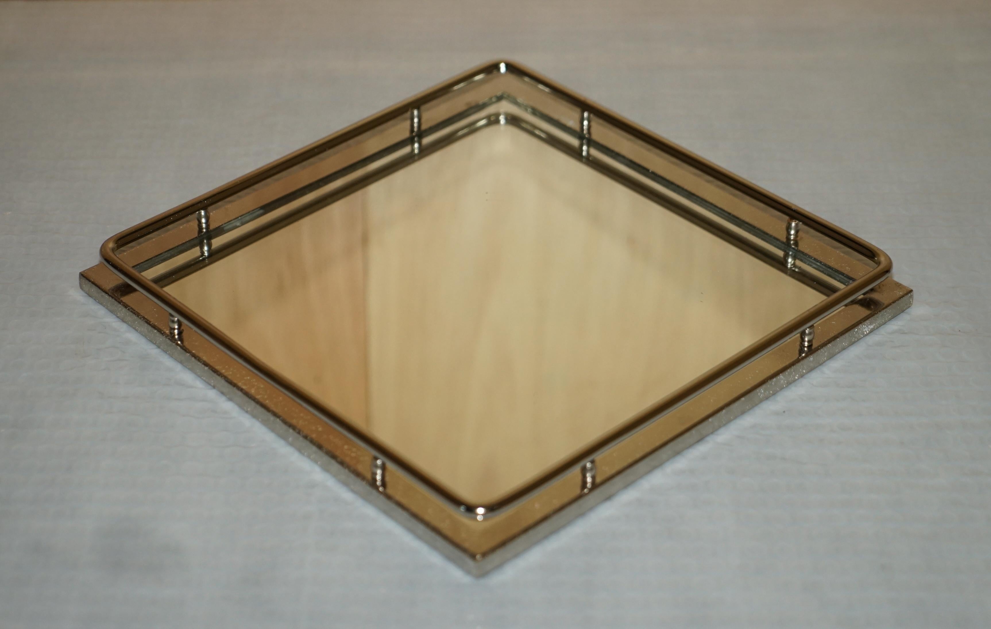 Three the White Company Mirrored Top Serving Trays for Food & Drinks For Sale 7