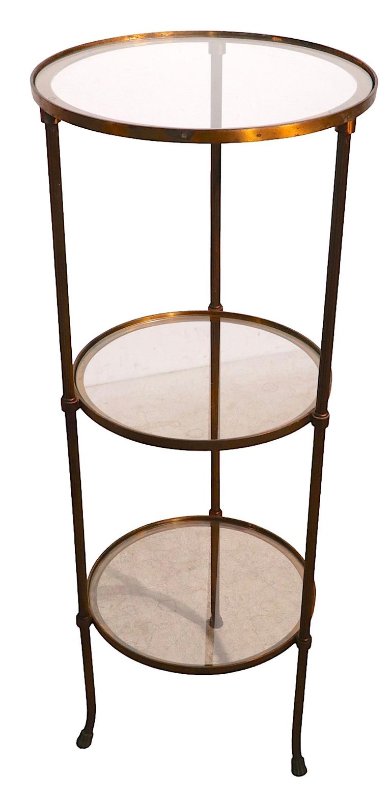 Three Tier Brass and Glass Etagere Display Shelf For Sale 1