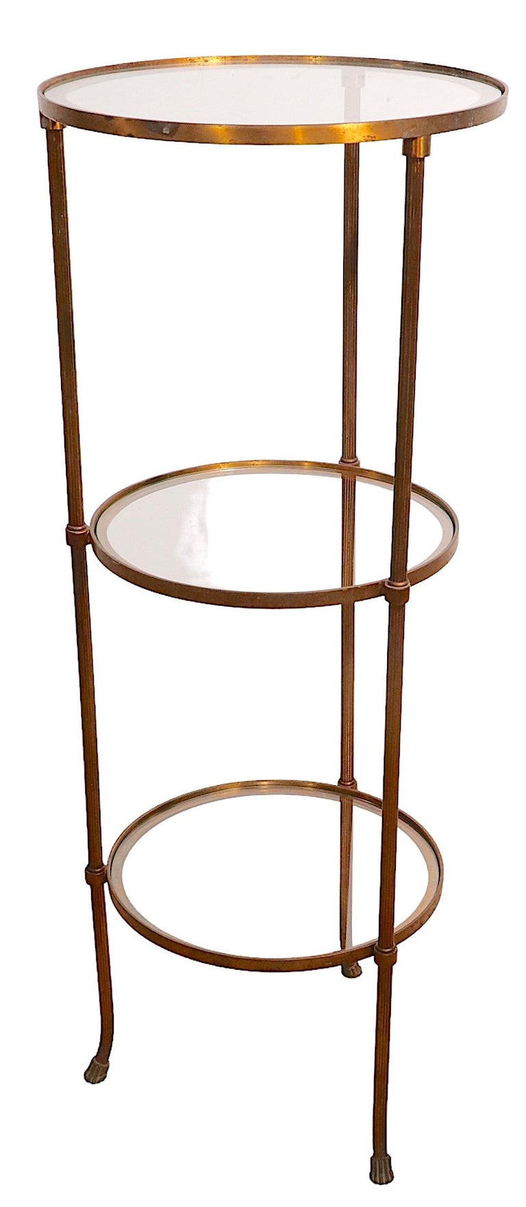 Three Tier Brass and Glass Etagere Display Shelf For Sale 2