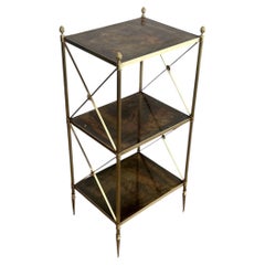 Three-Tier Brass Shelf Attributed to Maison Jansen, 1940s