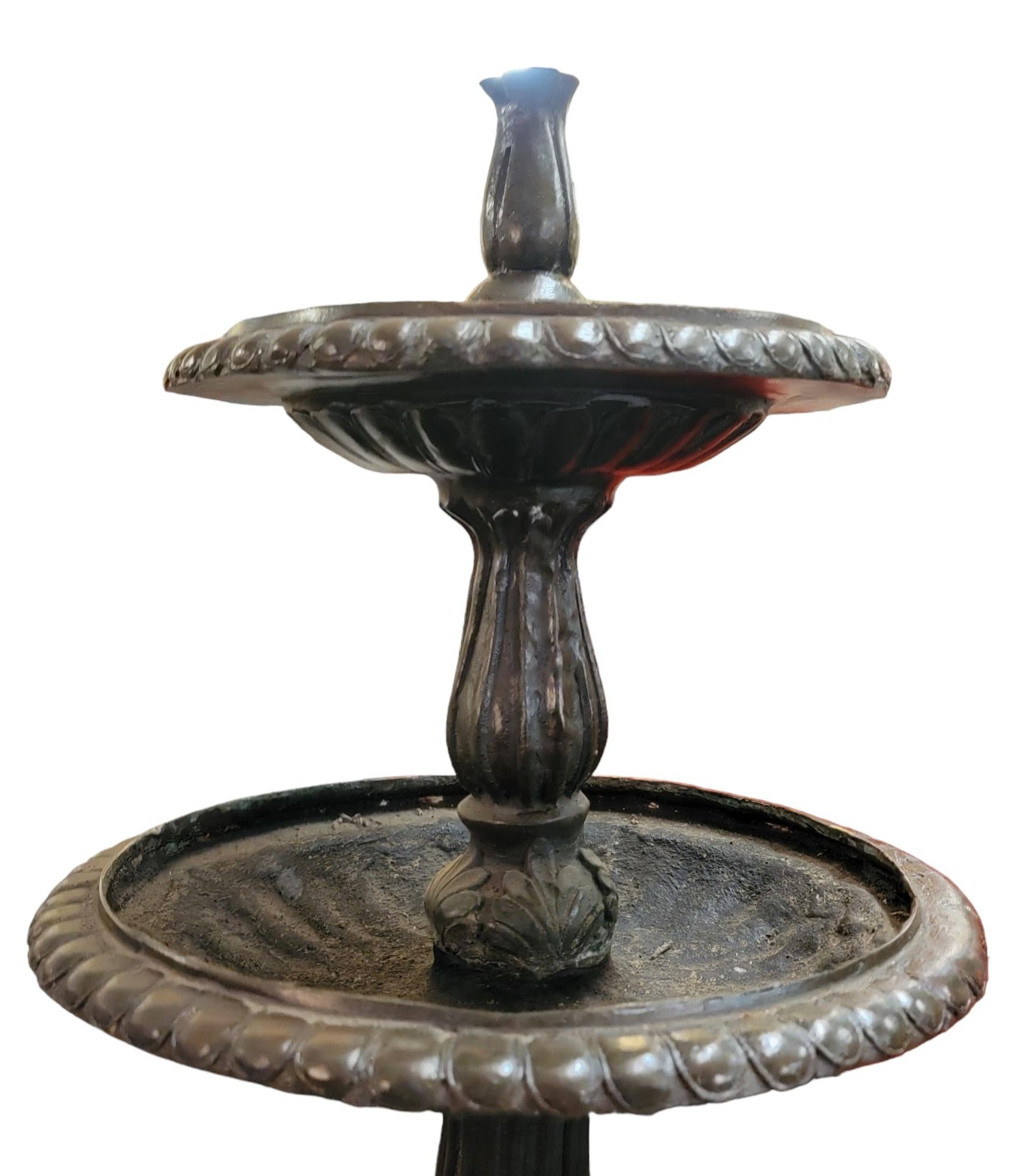 Mid-20th Century Three Tier Bronze Fountain With Swan Base