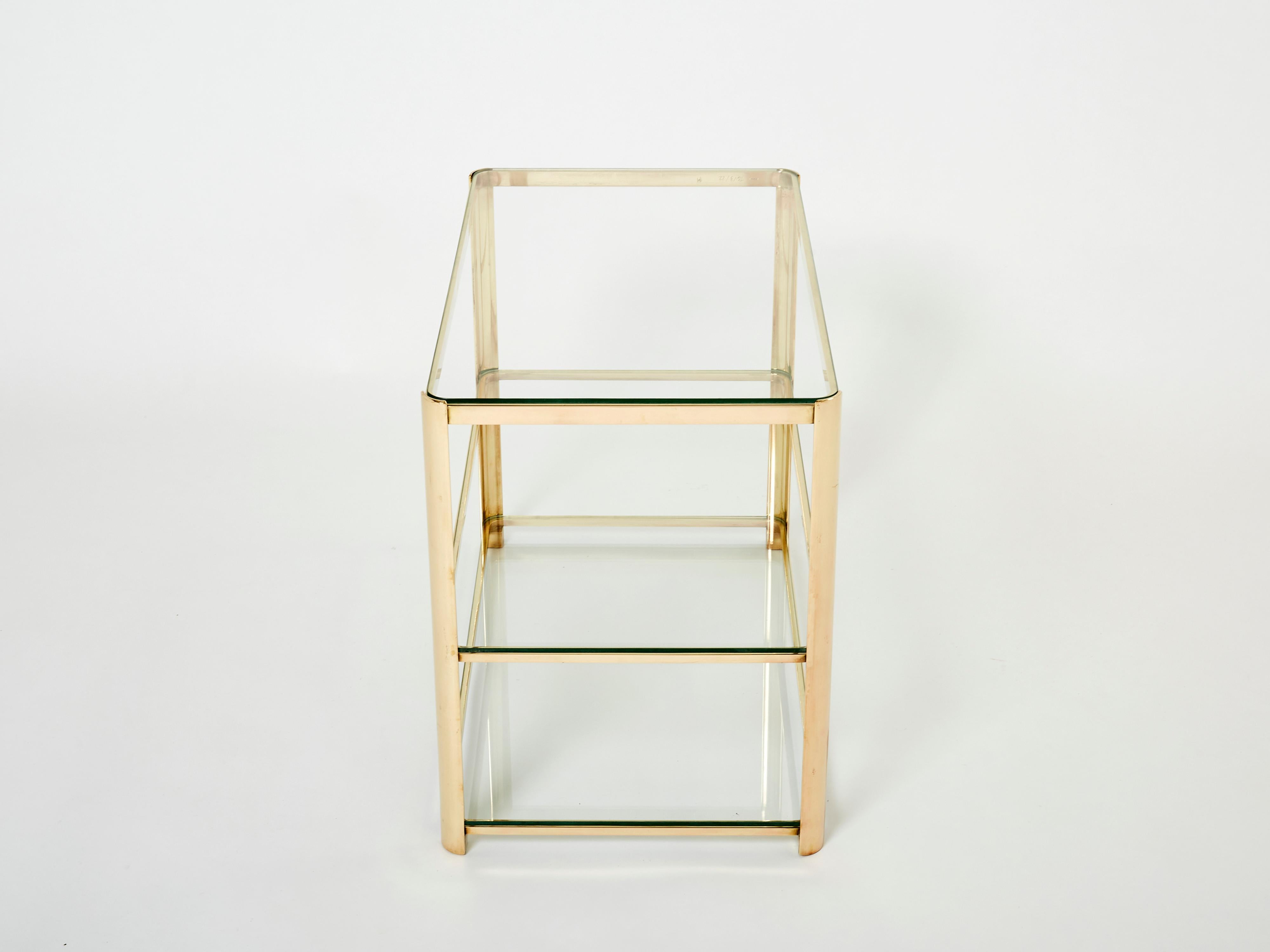 Three-Tier Bronze Side Table by Jacques Quinet for Broncz, 1960s For Sale 4