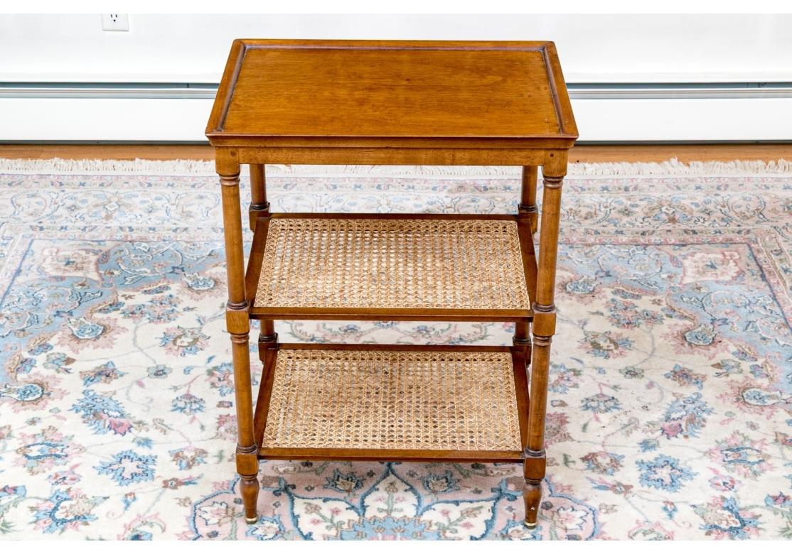 Three Tier Cane And Wood Side Table État moyen - En vente à Bridgeport, CT