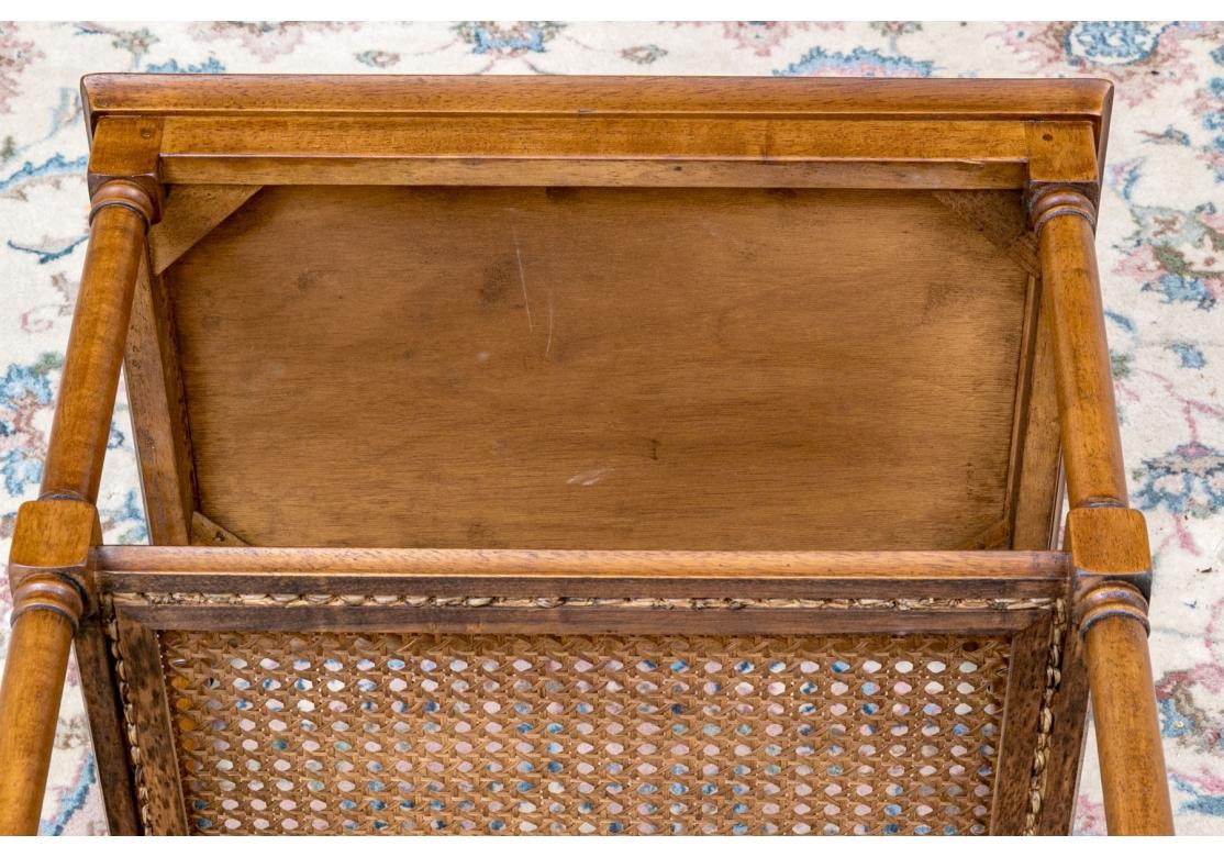 Laiton Three Tier Cane And Wood Side Table en vente