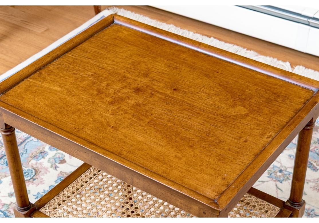 Three Tier Cane And Wood Side Table en vente 1