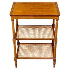 Three Tier Cane And Wood Side Table