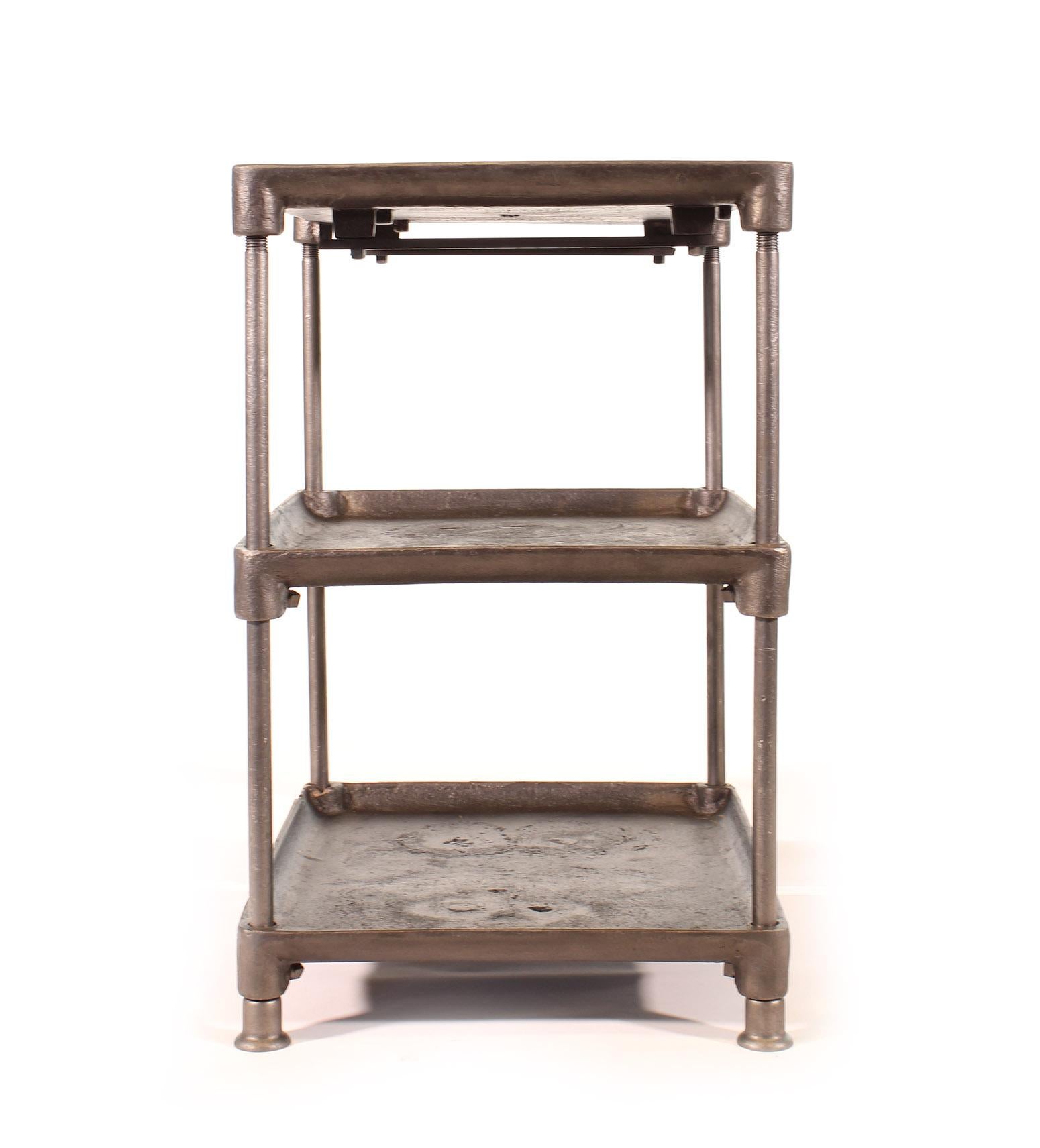 Industrial Three-Tier Cast Iron Table