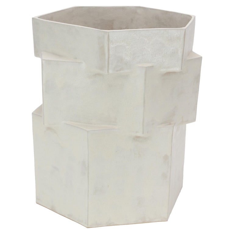 Three-Tier Ceramic Hex Planter in Cream by BZIPPY For Sale at 1stDibs |  large hexagonal planters
