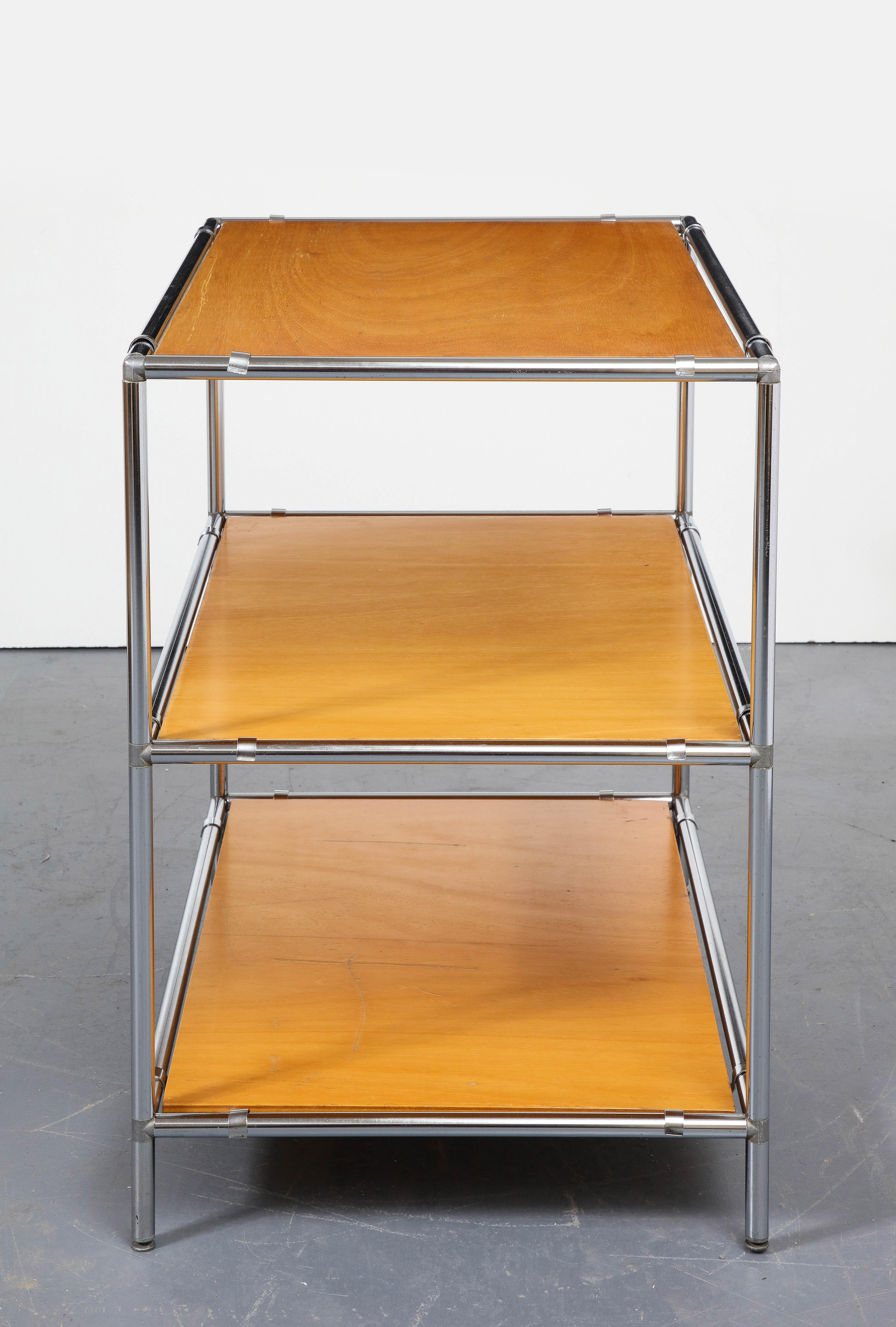 Three-Tier Chrome and Wood Etagere, Italy, 20th Century 1