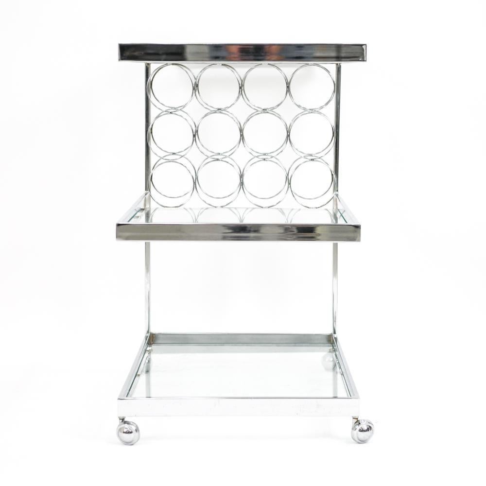 Mid-20th Century Three-Tier Chrome Bar Cart For Sale