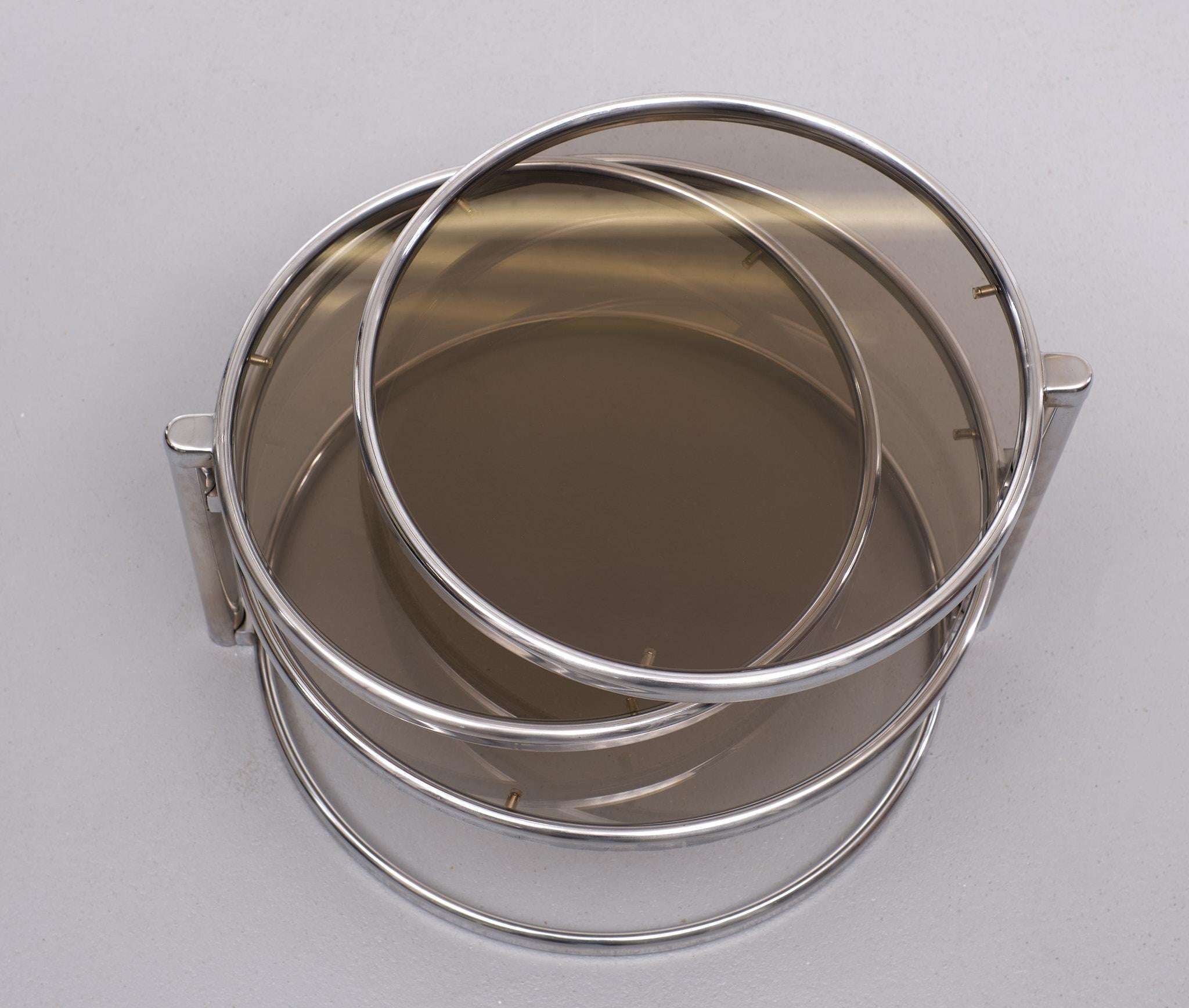 Italian Three Tier Coffee Table Attributed to Milo Baugman, 1970s
