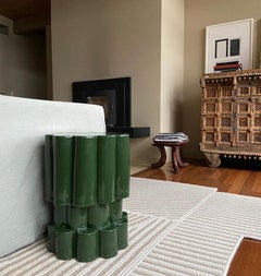 Three-Tier Ceramic Cloud Side Table & Stool in Almost Teal by BZIPPY