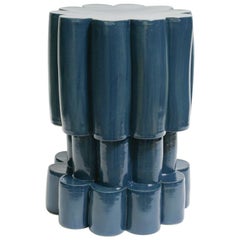 Three-Tier Ceramic Cloud Side Table & Stool in Almost Teal by BZIPPY