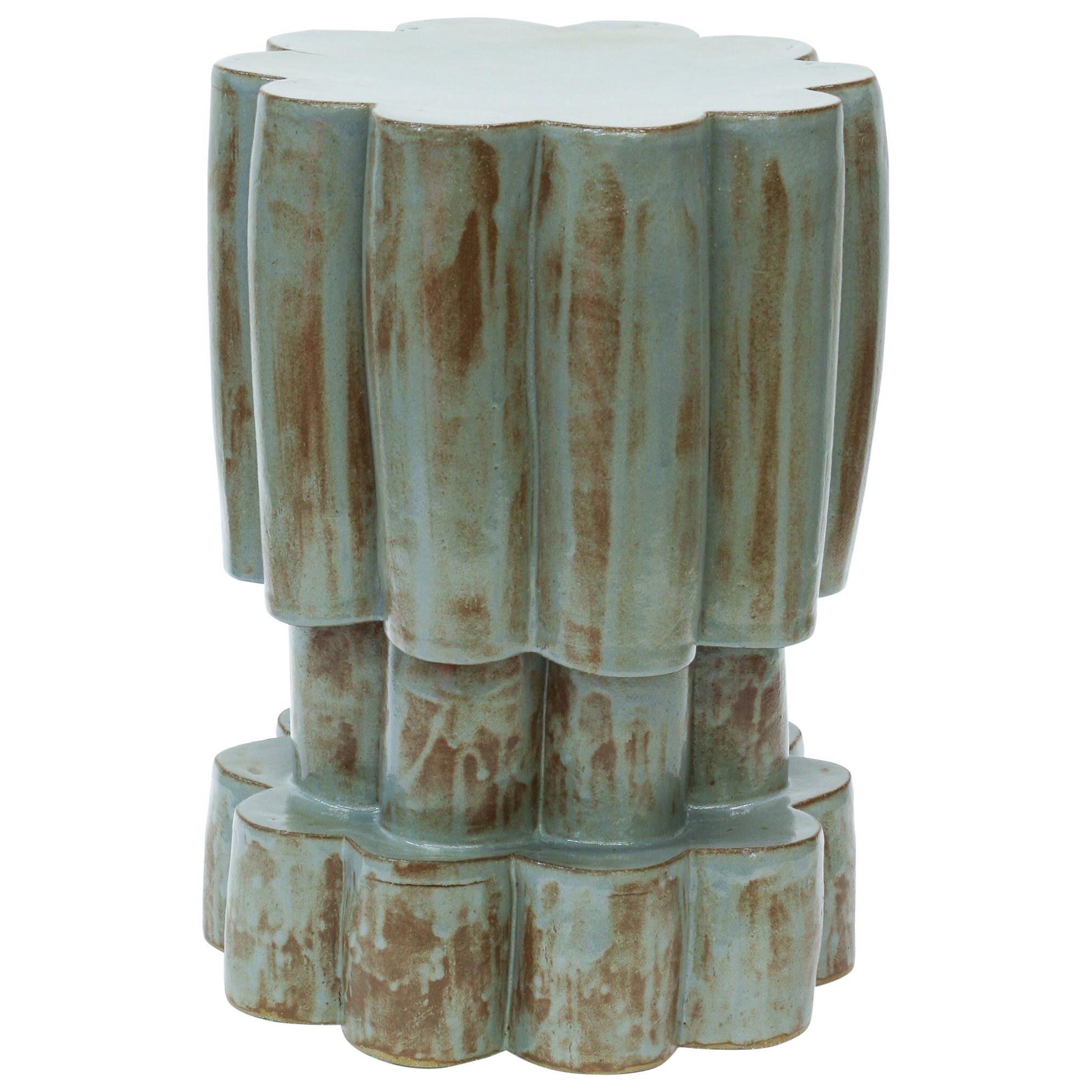 ThreeTier Ceramic Cloud Side Table and Stool in Pams Blue by BZIPPY For Sale at 1stDibs