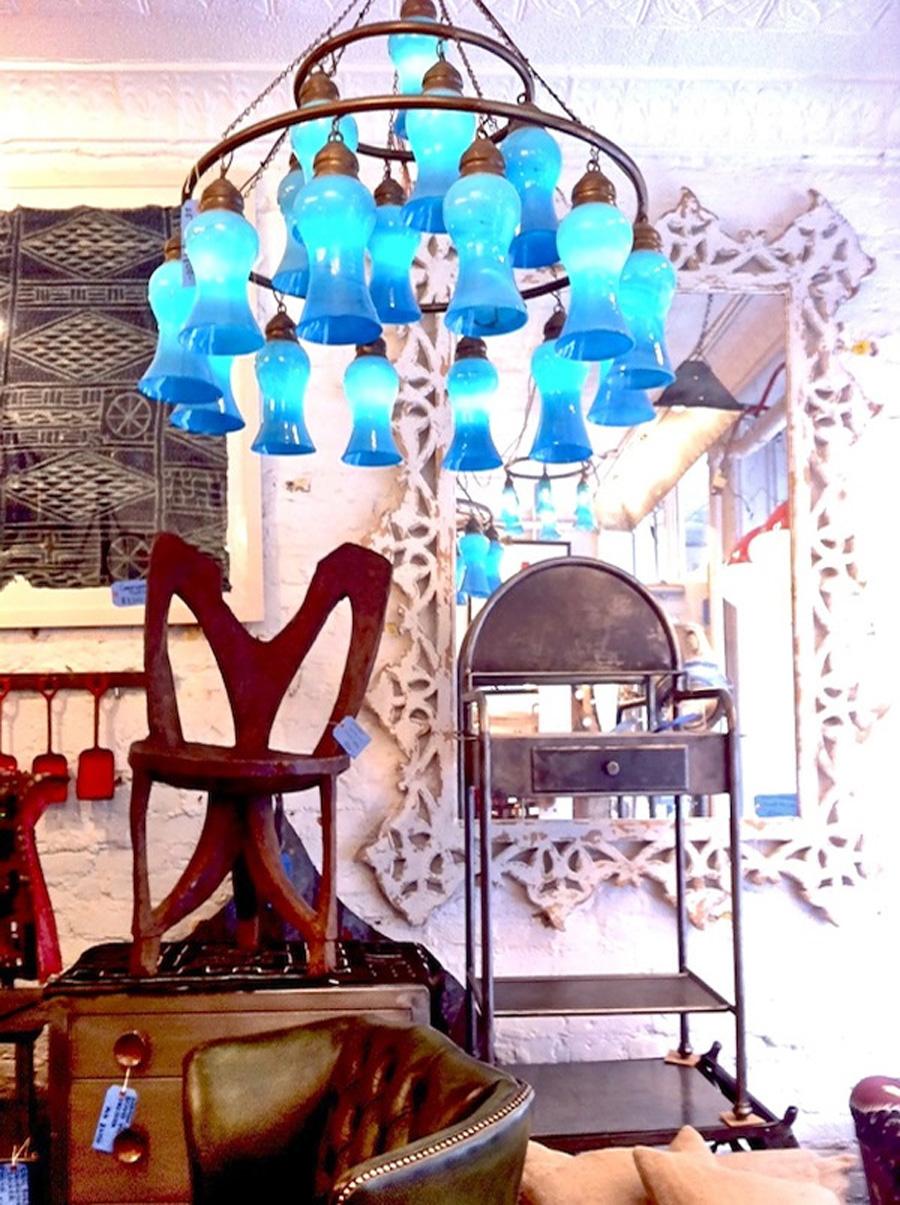 Three-Tier Egyptian Teardrop Chandelier For Sale 1