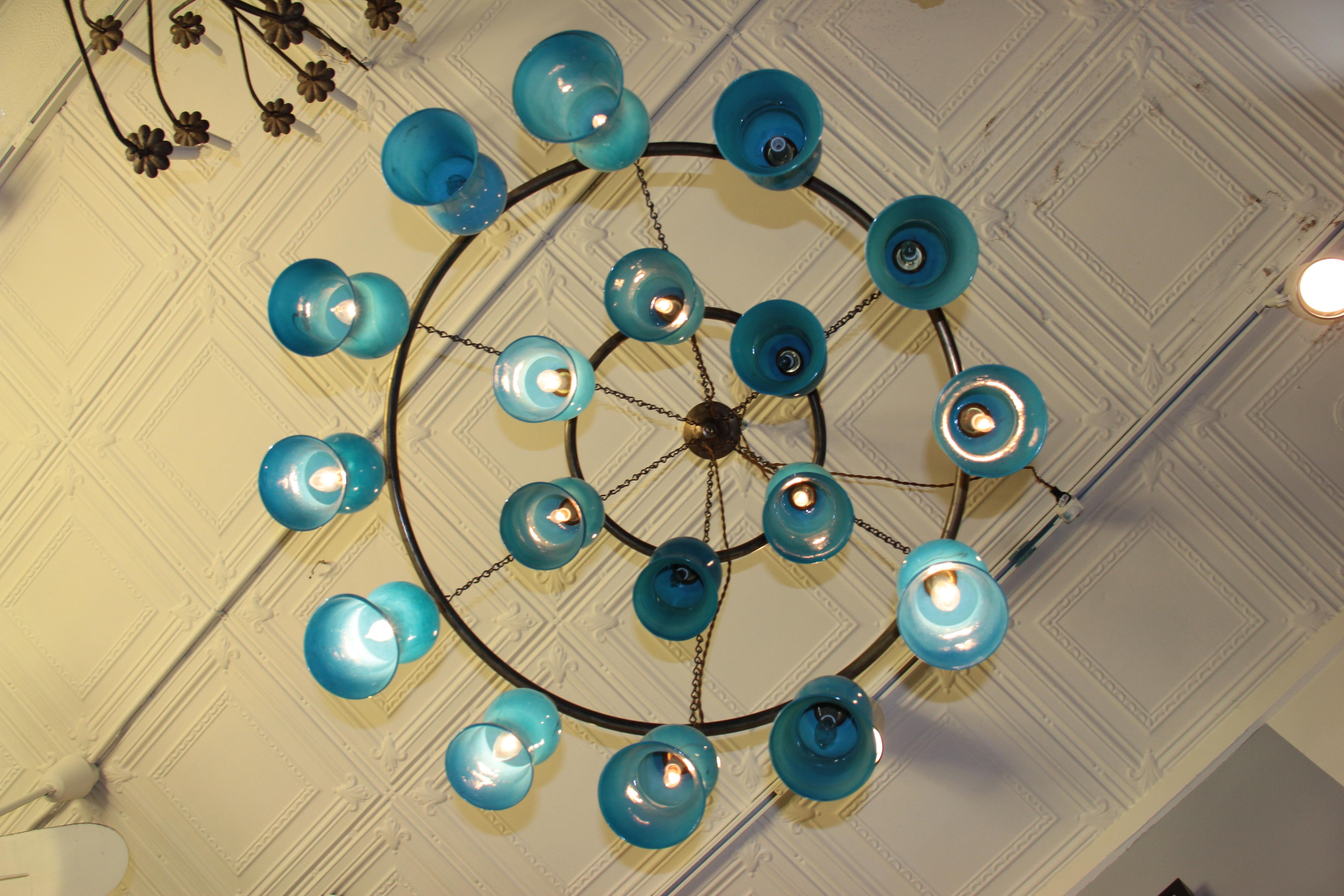 Three-Tier Egyptian Teardrop Chandelier For Sale 3