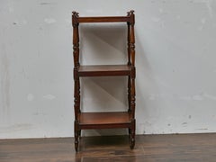 Three-Tier English Mahogany Étagère with Turned Supports and Casters