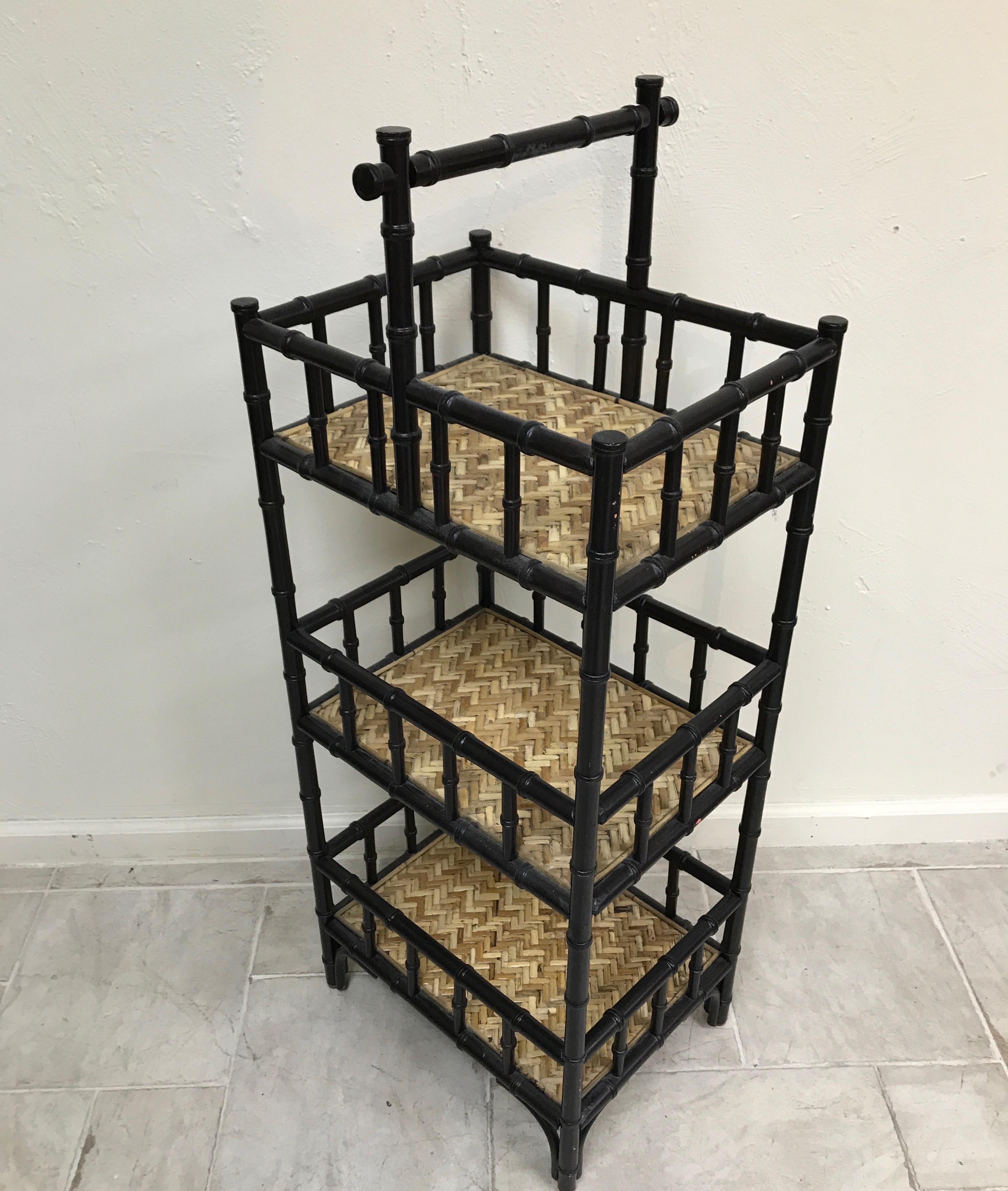 Three-Tier Faux Bamboo Storage Shelf / Étagère by Palacek 1