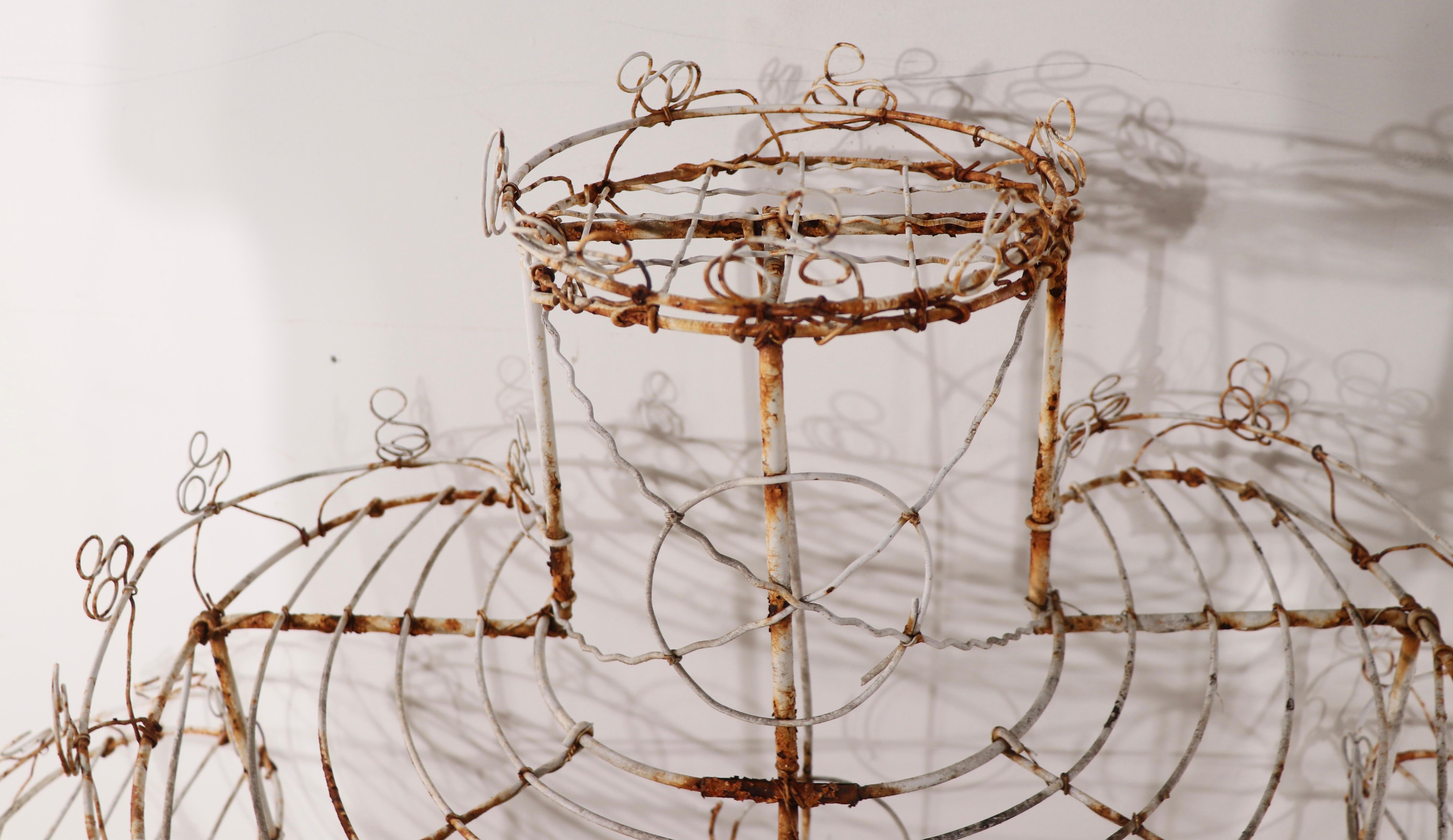 Romantic Three Tier French Style  Semi Circular Wire Plant Stand  For Sale