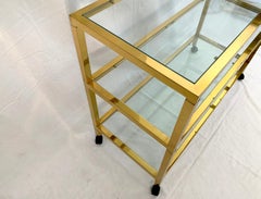Three-Tier Glass and Brass Drinks Cart
