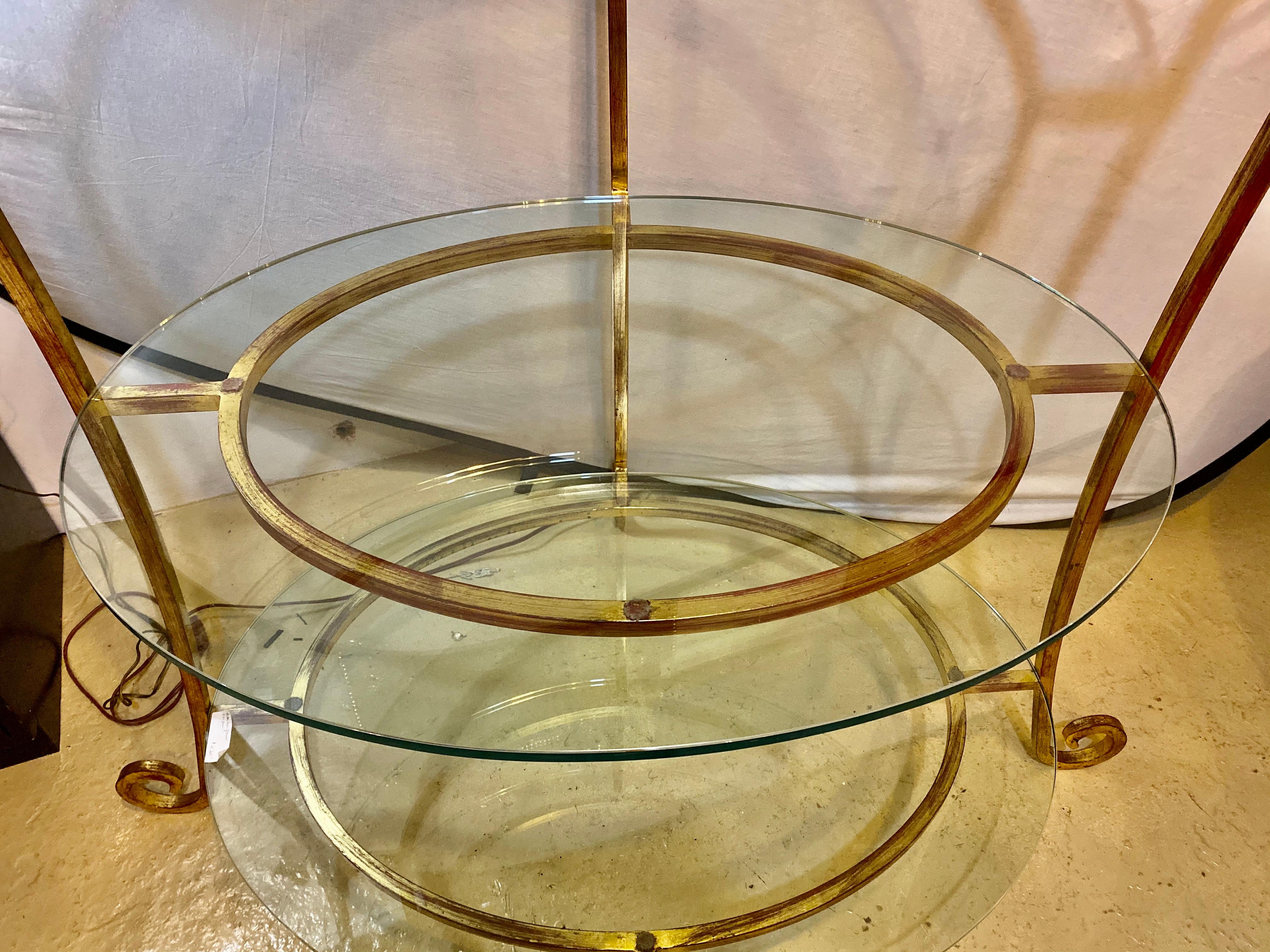 Palatial Mid Century Modern Gilt Metal Étagère Server Hollywood Regency Style For Sale 7