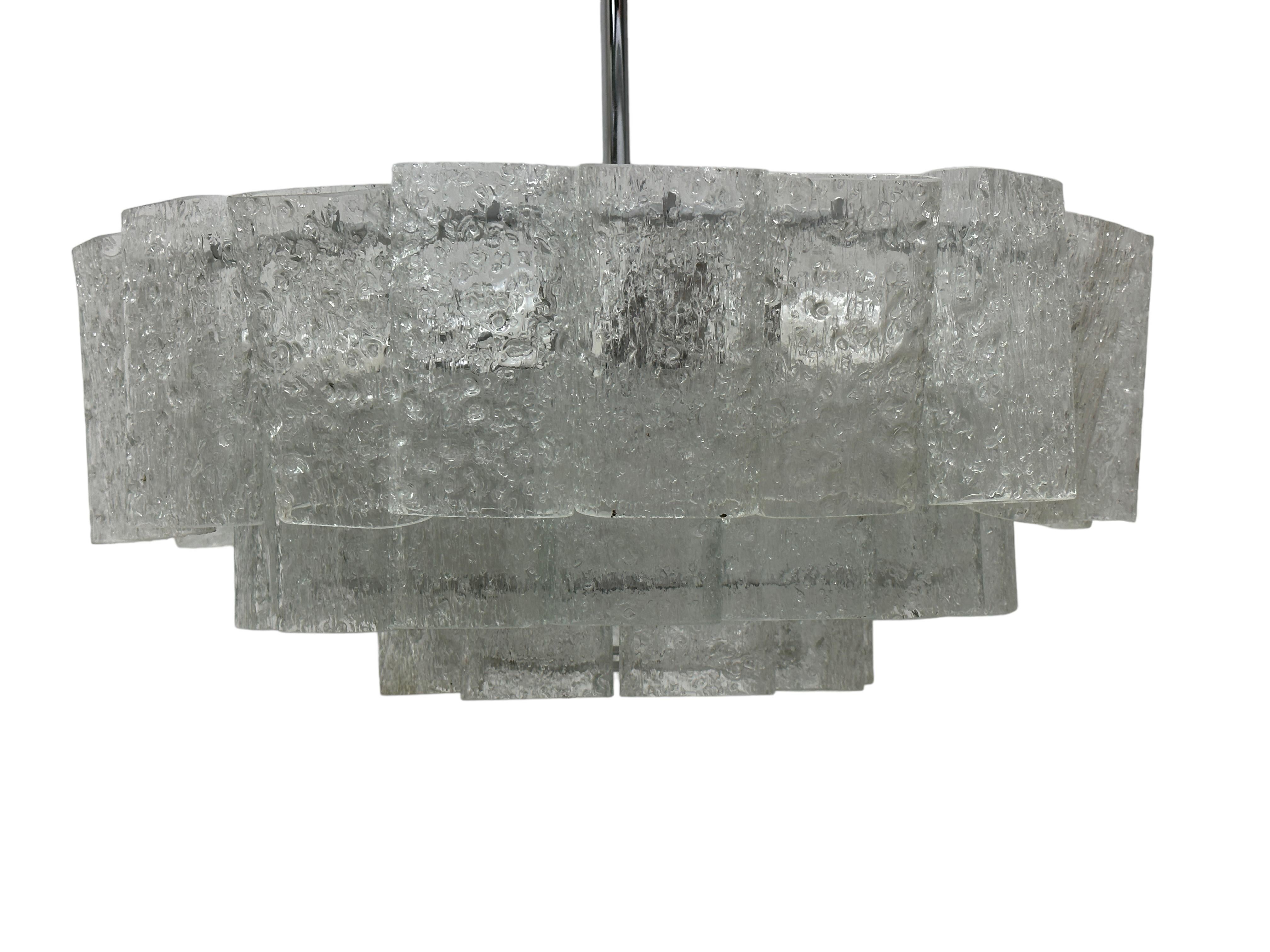 Dreistöckiger Glasrohr-Kronleuchter von Doria Leuchten, Deutschland, 1960er Jahre (Moderne der Mitte des Jahrhunderts) im Angebot