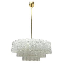 Three-Tier Glass Tube Chandelier by Doria Leuchten, Germany, 1960s