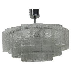 Three-Tier Glass Tube Chandelier by Doria Leuchten, Germany, 1960s