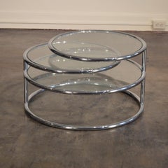 Three Tier Glass and Tubular Chrome Articulating Cocktail Table c. 1970's
