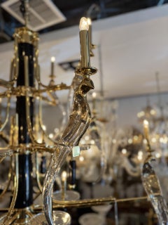 Three Tier Handcrafted Crystal Brass and Marble chandelier