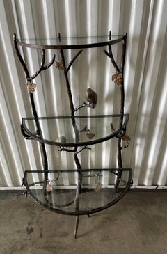 Three Tier Iron Demi Lune Etagere in the Style of Giacometti
