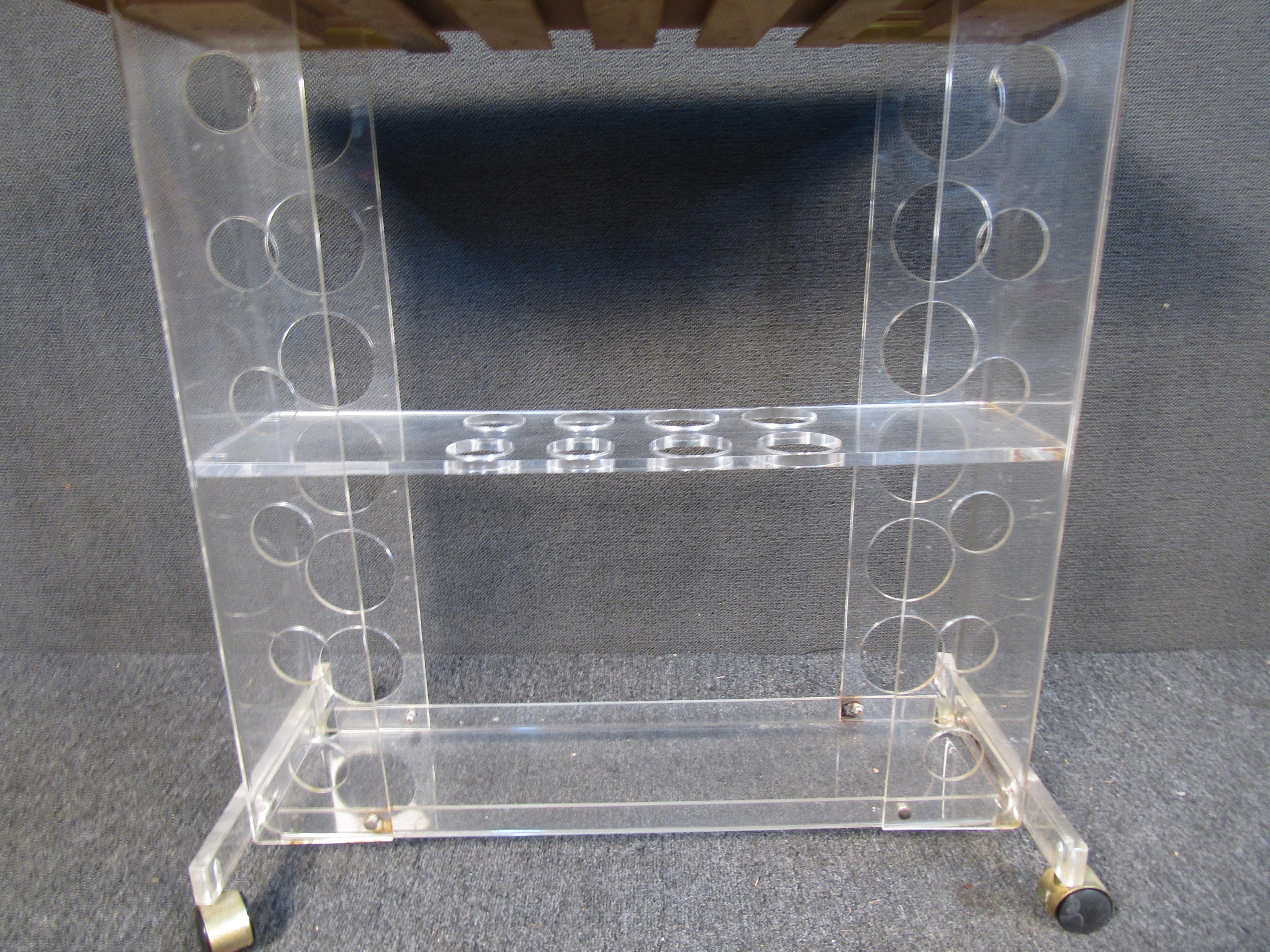 Three Tier Lucite Bar Cart with Mirrored Top 2