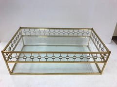 Three-Tier Maison Jansen Style Brass and Glass Coffee Table