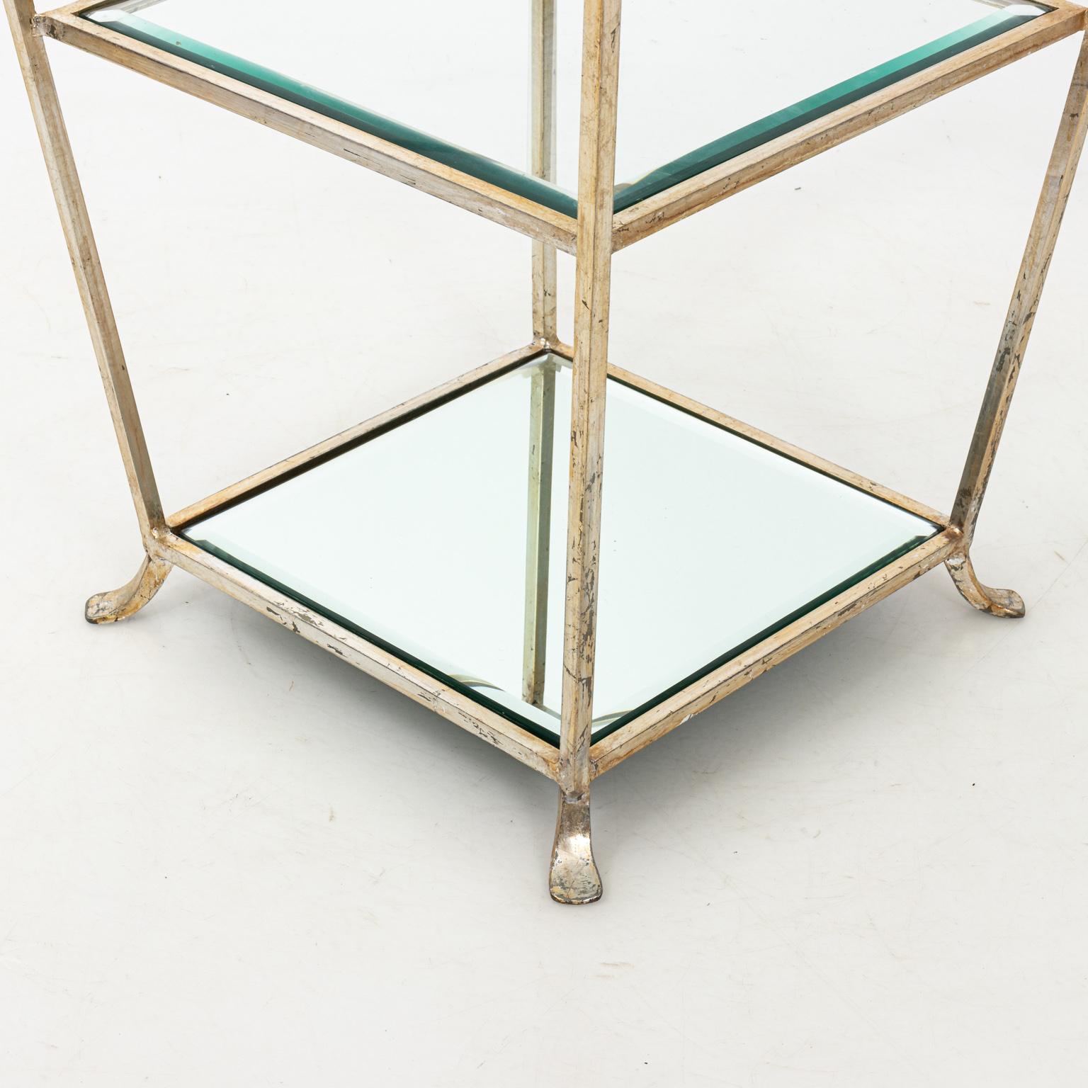 Three-Tier Metal and Silver Leaf Side Table 2