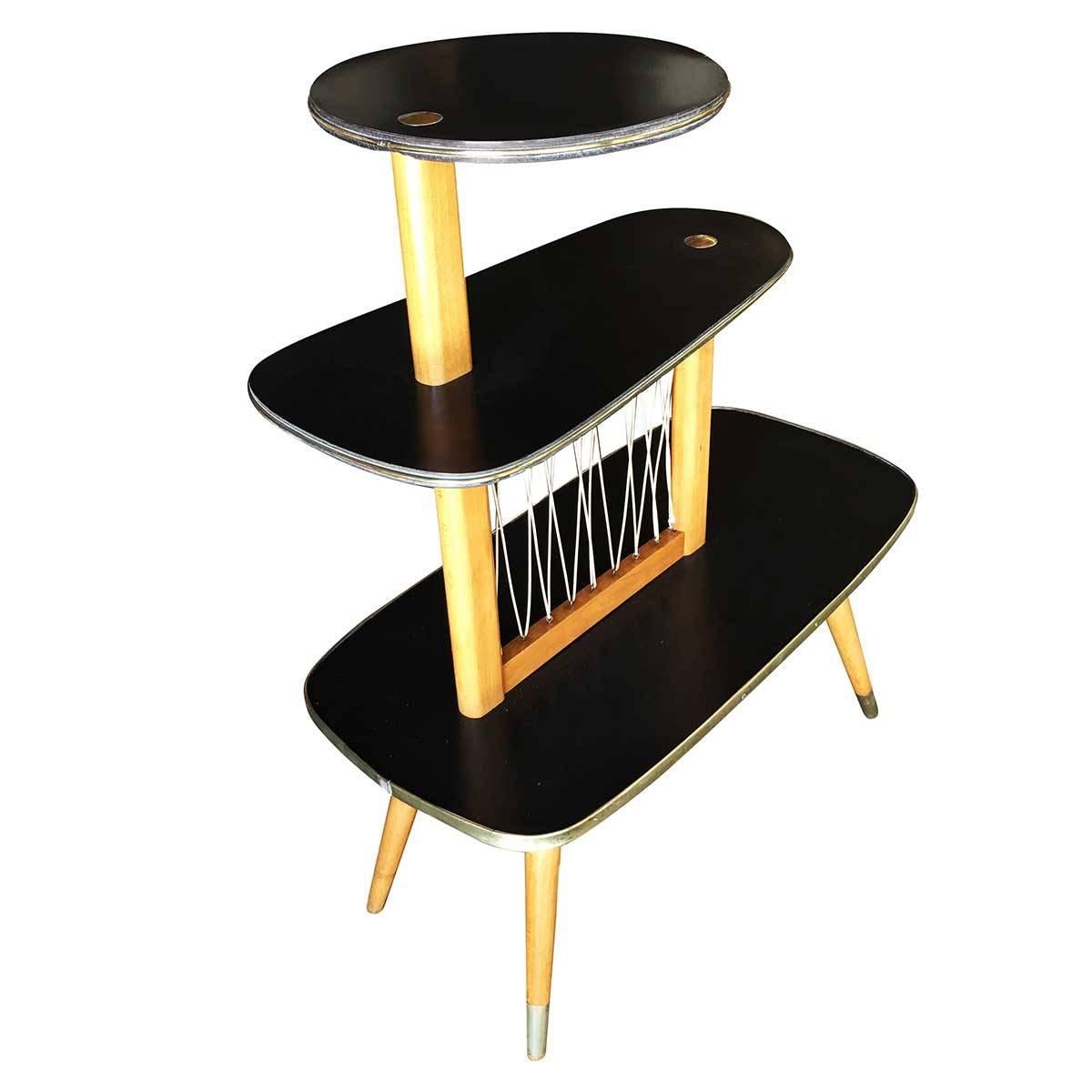 Three-Tier Midcentury French Side Tables, Set In Excellent Condition In Van Nuys, CA