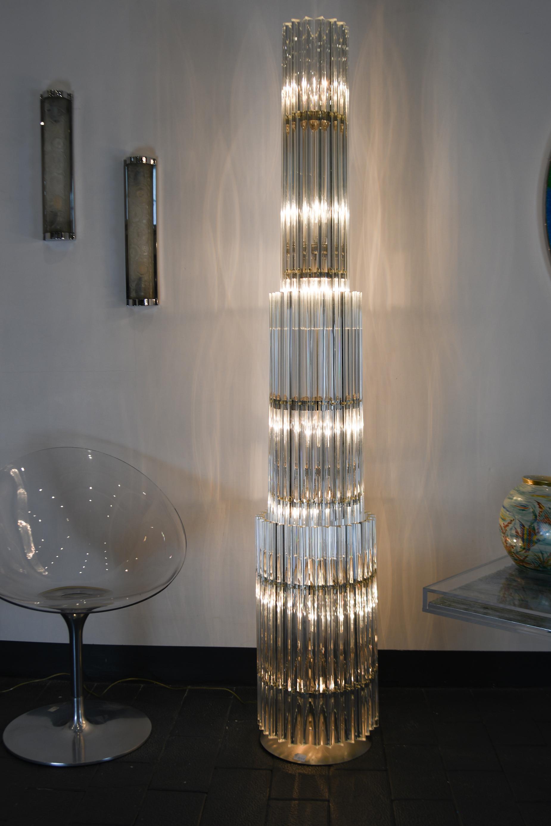 Murano Glass Three Tier  Floor Lamp By Venini For Sale 1